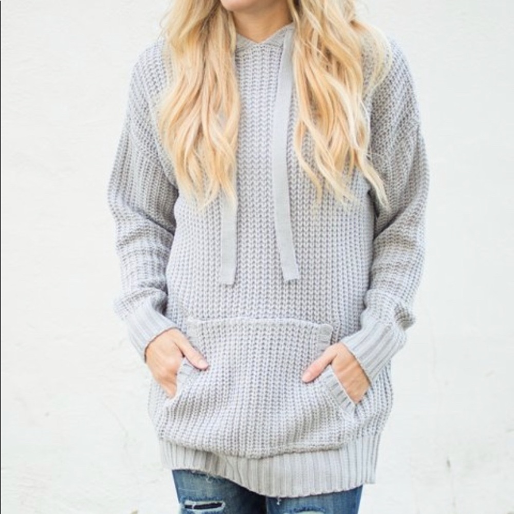 Light Gray Waffle-Knit Hoodie